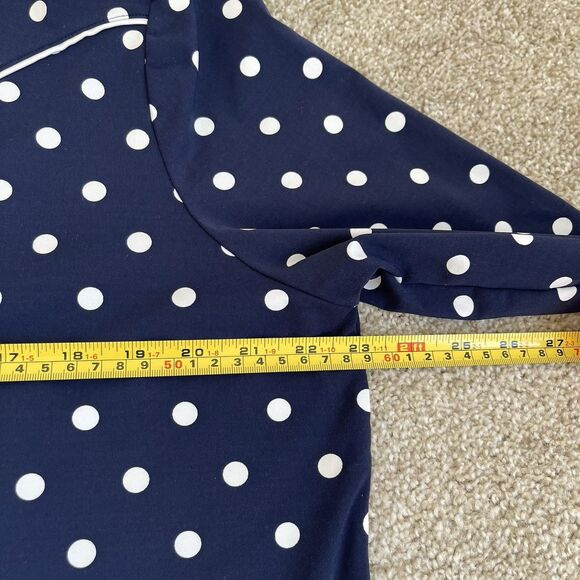 Lands End Navy Polka Dot Sheath Casual Dress XL Preppy Resort Summer Nautical - Picture 10 of 14